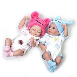 , 2pcs 10 Inch/26cm Boy And Girl Twins Full Body Soft Silico