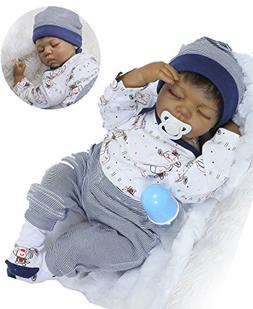 African American Boys Black Baby Realistic Silicone Vinyl 22