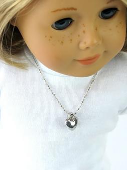 Silver Heart Necklace Jewelry made for 18 inch American Girl