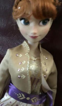 Disney Store FROZEN 2  Anna Doll Purple Beige Dress