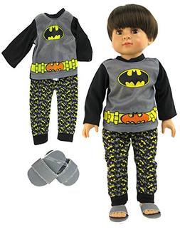 Boy&rsquo;s Superhero 3 Pc Pajama Set with Slippers- Fits 18" Am