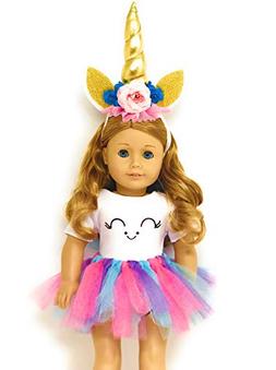 Unicorn Clothes, Headband, Tutu -fits All 18 Inch Dolls Like