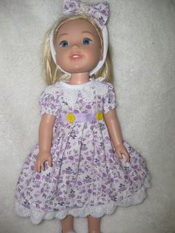 Wellie Wishers handmade doll clothes/14 inch/flower print dr