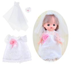 White Wedding Dress Clothes for Mellchan Baby Doll for 9-11i