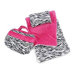 18 Inch Doll Accessories | Zebra Print Sleeping Bag Set with